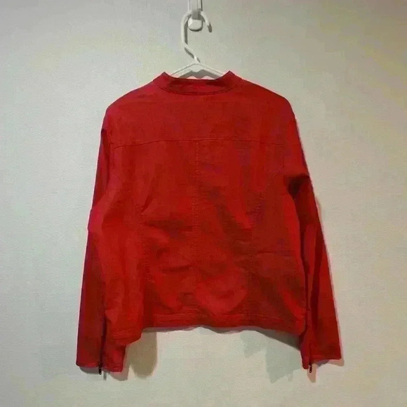 Kathy Ireland Large Jacket Jean Denim Blouson Coat Zip Up Red Cotton Vintage - Picture 3 of 7